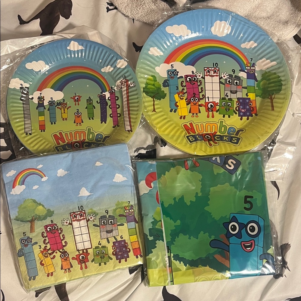 Number Blocks Rainbow Party Plate and Napkin Set - Kids Birthday Supplies
